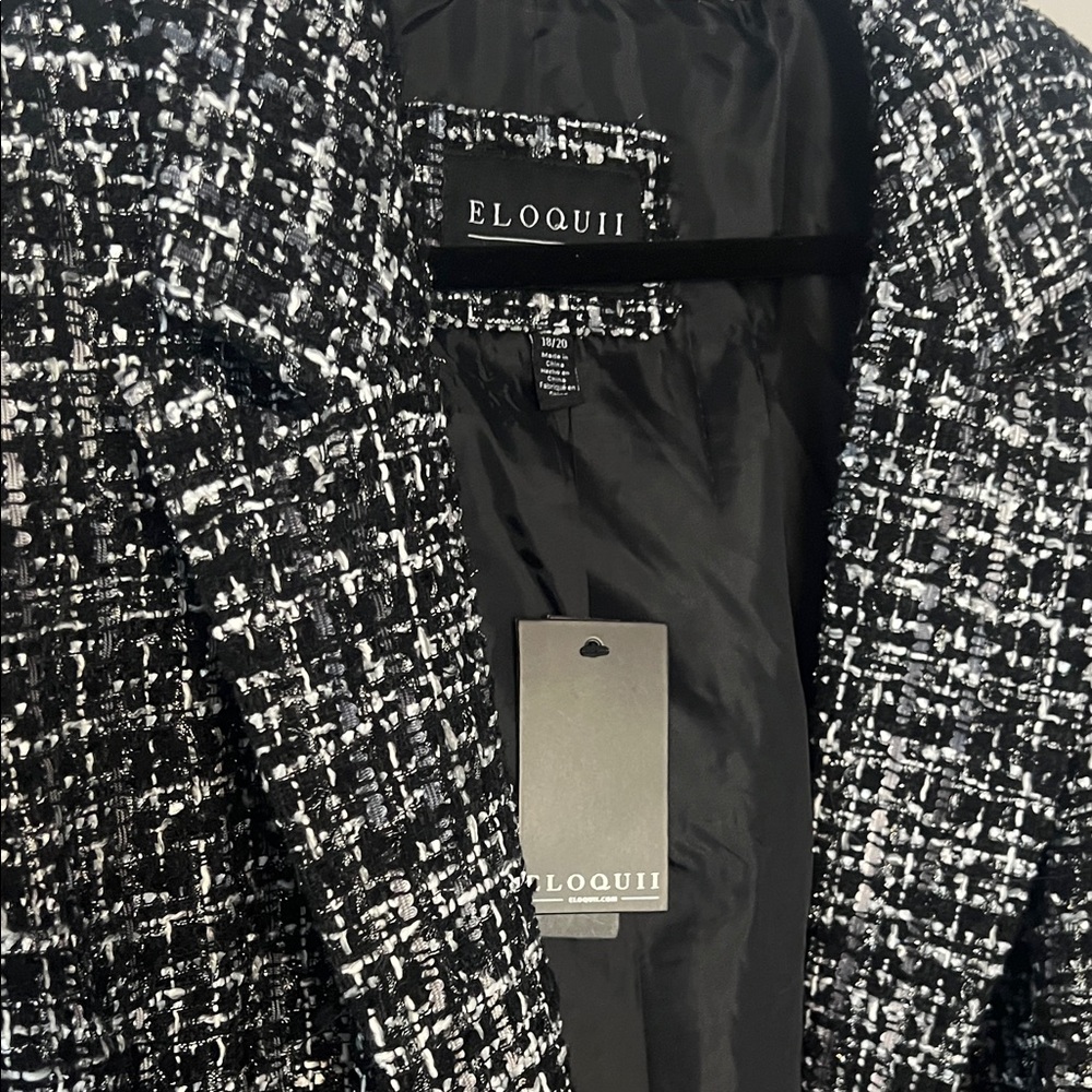 NWT Eloquii Black and White Tweed Duster Coat - Picture 4 of 4